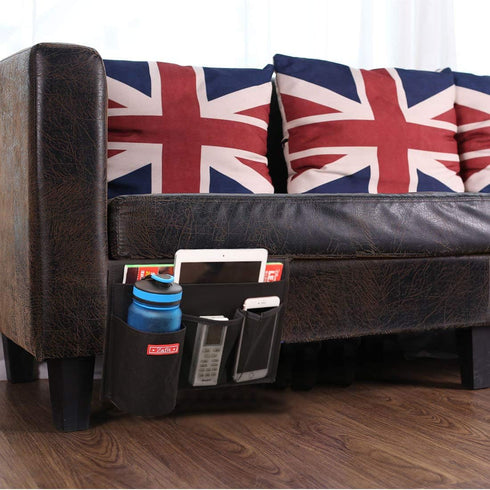 Bedside Storage Organizer - Table Cabinet Organizer Caddy for Remotes, Phone, Glasses (4 Pockets - Black)...