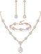 YADOCA Wedding Bridal Jewelry Set For Women Silver Prom Costume Jewelry Sets Rhinestone Crystal Teardrop Necklace Earrings Bracelet Bridesmaid Jew...