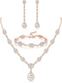 YADOCA Wedding Bridal Jewelry Set For Women Silver Prom Costume Jewelry Sets Rhinestone Crystal Teardrop Necklace Earrings Bracelet Bridesmaid Jew...
