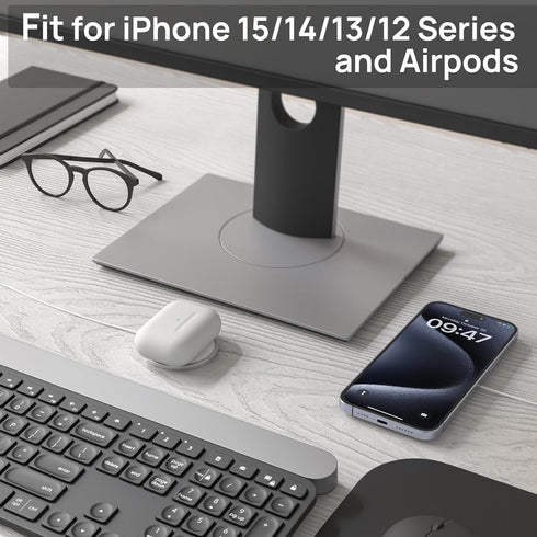 Magnetic Wireless Charger,MagEase 15W Wireless Charger Magnetic Compatible with iPhone 15/14/13/12 Series and AirPods 3/2/Pro, Charging Pad with U...