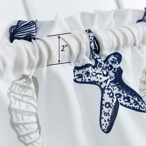 Kitchen Valances for Windows 54" x 15" Multicolor Starfish Seashell Conch Window Valances for Living Room/Kitchen/Bathroom, Rod Pocket, Blue...