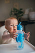 Dr. Brown's Milestones Narrow Sippy Straw Bottle, Spill-Proof with 100% Silicone Handles and Weighted Straw, 8 oz/250 mL, Blue, 6m+...