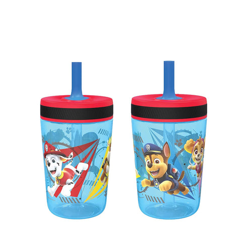 Zak Designs Kelso Tumbler 15 oz Set (Paw Patrol - Chase & Marshall 2pc Set) Toddlers Cups Leak-Proof Screw-On Lid with Straw Made of Durable Plast...