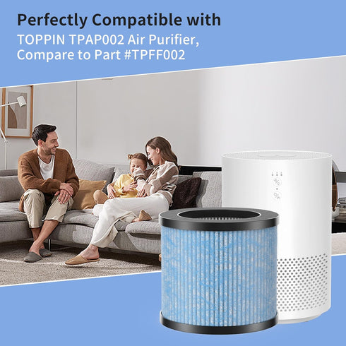 TPAP002 True HEPA Replacement Filter, Compatible with TOPPIN TPAP002 HEPA Purifier Comfy Air C1, Part# TPFF002, 4-IN-1 Filters?2-Pack?...