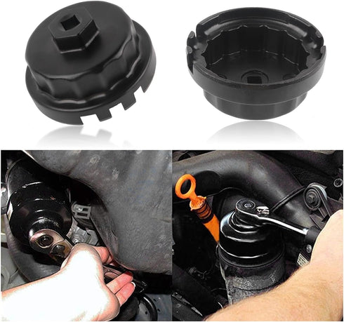 64mm Oil Filter Wrench,Aluminum Alloy Quickly Oil Filter Removal Tool Compatible with Lexus Toyota Tundra RAV4 Sienna 2.5L to 5.7L Engines Oil Fil...