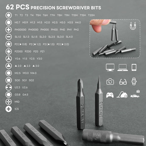 Precision Screwdriver Set, 64 in 1 Small Screwdriver Set, Magnetic Mini Screwdriver for Electronics Computer PC Laptop Macbook Phone iPhone RC Rin...