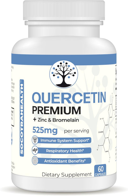 Quercetin Premium with Zinc and Bromelain - Immune System and Respiratory Health Support - Antioxidant Benefits - Non-GMO, Gluten-Free - 60 Vegan ...