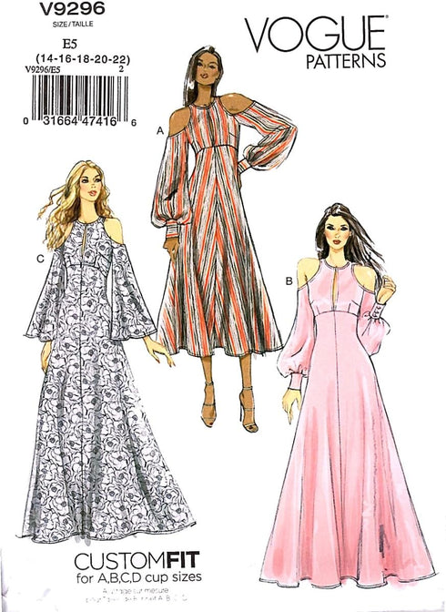 Vogue V9296 Women's Special Occasion Dress Sewing Pattern, Sizes 14-22...