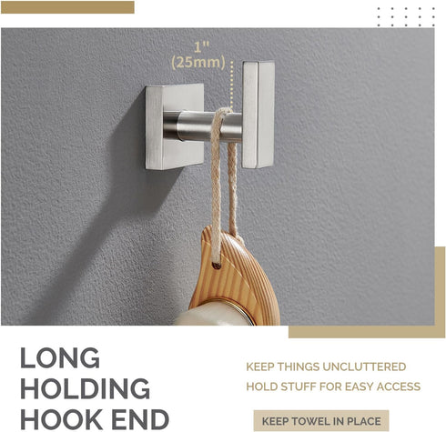 Angle Simple Bathroom Towel Hook, SUS304 Stainless Steel Single Shower Towel Hanger for Wall, Kitchen Cabinet Closet Coat Robe Holder Wall Mounted...