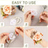 Corsage Wristlet Band 16 Pcs Elastic Pearl Bracelet Wrist Corsage Bracelets DIY Flower Bracelet with Storage Box for Bride Prom Accessories Weddin...