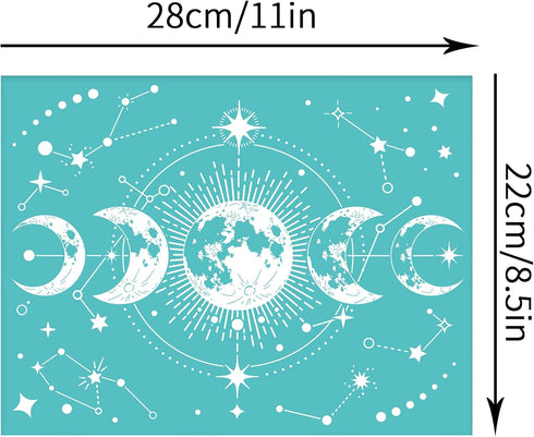 OLYCRAFT 2pcs 11x8.6 Inch Self-Adhesive Silk Screen Printing Stencil Moon Phase Pattern Mesh Transfers Cutting Stencils Reusable Washable Stencils...
