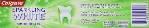Colgate, Sparkling White Baking Soda Anticavity Fluoride Toothpaste Zing oz, Mint, 6 Ounce...