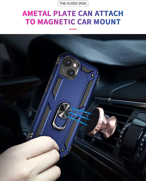 Phone Case for iPhone 14 Plus Case iPhone 14 Plus Phone Case with Stand with Ring Support Magnetic Car Mount Case for iPhone 14 Plus (Blue)...