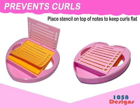 Heart Sticky Note Holder with Stencil PINK, Sticky Note Dispenser Compatible with Post-It Note, Post Note Organizer 3x3 Self Stick Note Pads Offic...