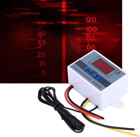 Oumefar Temperature Controller, XH-W3001 DC 110V-220V 1500W 10A Digital Temperature Controller Thermostat Switch with Waterproof Sensor Probe Elec...