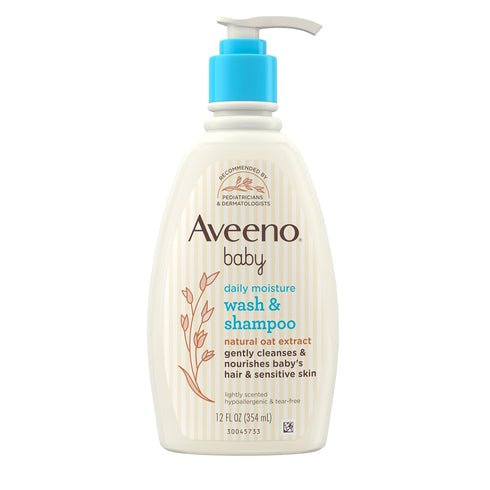 Aveeno Baby Daily Moisture Gentle Body Wash & Shampoo with Oat Extract, 2-in-1 Baby Bath Wash & Hair Shampoo, Tear- & Paraben-Free for Hair & Sens...
