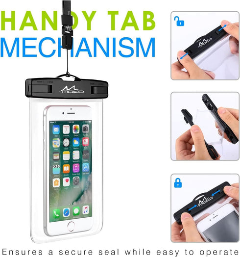 MoKo Waterproof Phone Pouch 2Pack, Underwater Phone Case Dry Bag with Lanyard Compatible with iPhone 14 13 12 11 Pro Max X/Xr/Xs Max/SE 3, Samsung...