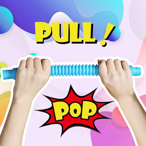 Novelty Place 6 Pack Pop Tubes Fidget Toy for Kids and Adults, Colorful Heavy Duty Tube Toy for Construction - Sensory Educational Toys Relieve St...