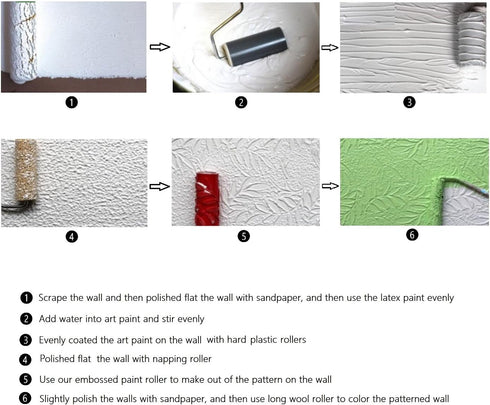 7" DIY Patterned Paint Roller Decorative Rubber Roller Decorative Art Roller Texture Roller with Plastic Handle - More Than 300 Patterns (Pattern ...