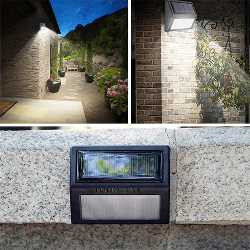 Solar Lights Outdoor, Waterproof Solar Powered Deck Step Lights for Patio Garden Backyard Garage Driveway Pathway Outside Wall Lighting (Warm Whit...