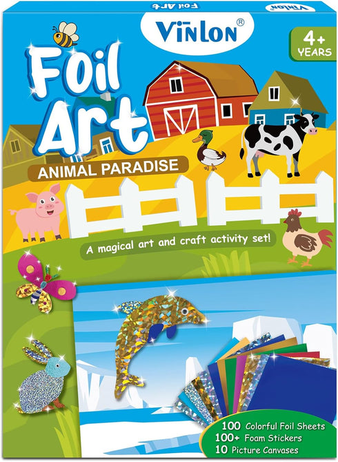 Vinlon Foil Fun Arts and Crafts Kits for Kids, Mess Free Kids Travel Activities Toys, DIY Art Craft Supplies, Gifts for Children, Boys and Girls A...