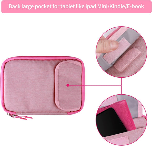 Cable Organizer Bag, Pink Travel Accessories Carry Cases Portable Cord Organizer Bag for Cable, Charger, Phone, USB, SD Card with 8pcs Cable Ties...