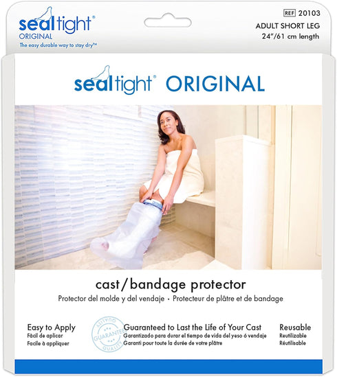 Brownmed - Seal-Tight Original Cast & Bandage Protector - Waterproof Adult Leg Cast Cover for Shower & Swimming - Foot Cover & Shower Bag - Adult ...