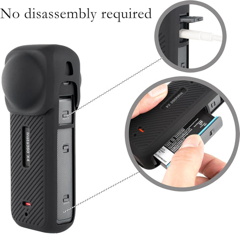 PCTC Insta 360 X4 Silicone Protective Case with Lens Cap for Insta 360 X4 Accessories,Silicone Case Camera Protective Kit for Insta360 X4 Action C...