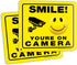 iSYFIX Smile You're on Camera Signs for Business – 2 Pack 7x6 Inch – 40 mil Thick Polystyrene Plastic Sign, Laminated UV, Scratch, & Fade Resistan...
