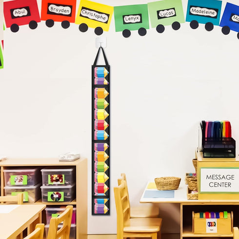 Bulletin Border Storage Pocket Chart for Classroom, Bulletin Board Border Storage, Classroom Organizer with Storage Pockets (Black)...