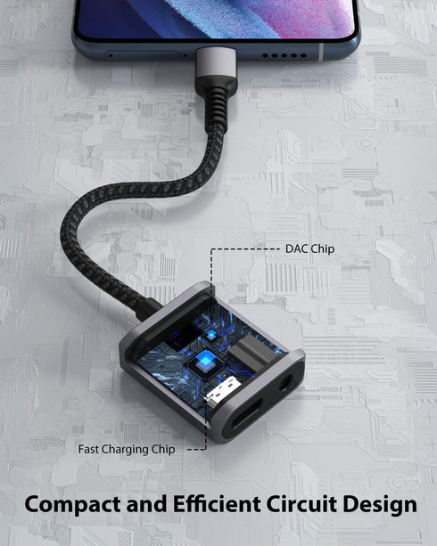 Stouchi USB C to 3.5mm Headphone and Charger Adapter, 2 in 1 iPhone 15 USB C to Aux Audio Jack with 30W Fast Charging, Hi-Fi Dongle Compatible wit...