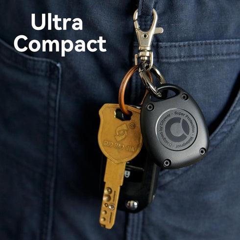 (4 Pack) AirTag Keychain Holder Case | IPX8 Waterproof, Ultra-Compact | Portable Air Tag Holder Cover for Backpack, Keys, Luggage - 2 Black/2 Blue...