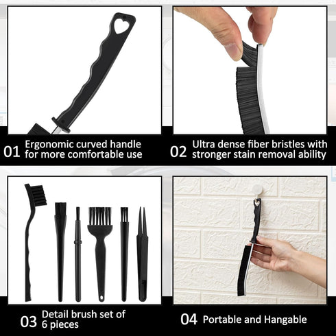 Layhit 12 Pcs Joints Crevice Groove Grout Cleaner Brush Set, Detail Cleaning Brush Set for Tile, Multifunctional Household Cleaning Tool Hand Held...