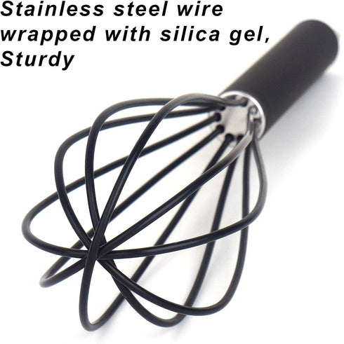 high temperature and easy to clean silicone whisk, stirrer, 10 inch, grip good grip design for Blending Whisking Beating Stirring Cooking Baking (...