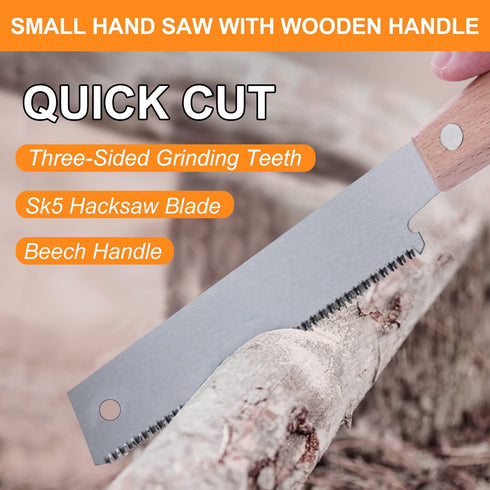 Small Hand Saw, 12inch Flush Cut Saw, Wooden Handle Flat Saw Accurate Household Woodworking Flush Cutting Trim Tool for Garden, Pruning, Carpentry...