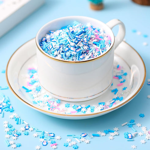 250 Grams Snowflake Fake Snowman Sprinkles Tiny Polymer Clay Embellishments Snowflake Polymer Clay Slices Soft Clay DIY Decoration for Resin Nail ...