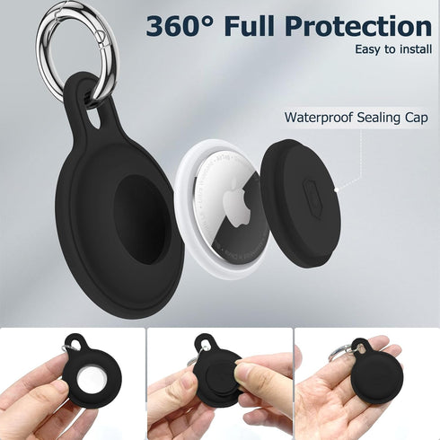 4 Pack Airtag Holder, IPX8 Waterproof Silicone Airtag Keychain for Apple Airtag, Protective Anti-Scratch Airtag Case for Dog Collar Cat Collar, Wa...