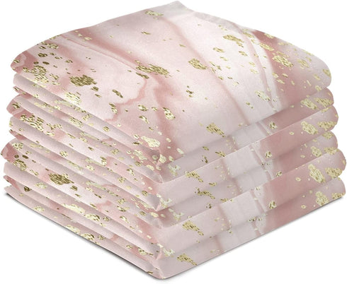ALAZA Pink Marble and Golden Splatter Paint Kitchen Towels Absorbent Dish Towels Soft Wash Clothes for Drying Dishes Cleaning Towels for Home Deco...