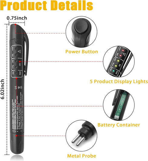 Brake Fluid Liquid Tester Pen, Brake Fluid Tester with 5 LED Indicators, Brake Fluid Liquid Testing Pen for DOT 3 DOT 4 DOT 5.1 Vehicle, Auto Test...