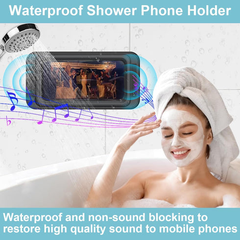 Waterproof Shower Phone Holder with 480° Rotation, Anti Fog High Sensitivity Phone Case Mount Box for Bathroom Wall, Mirror, Bathtub, and Kitchen,...