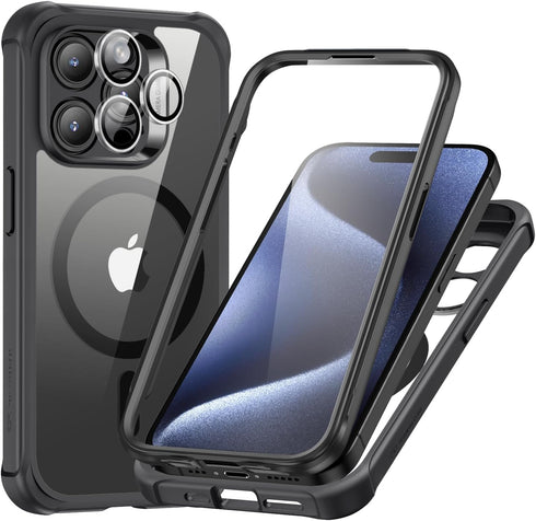 ESR for iPhone 15 Pro Max Case Set, 1 Set Individual Lens Protectors, Compatible with MagSafe Phone Case, Full-Coverage Military-Grade Protection,...