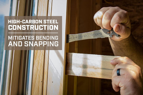 Spec Ops Tools 9.5" Trim Bar, High Carbon Spring Steel, Built in Ruler, Beveled Edges, Nail Puller, 3% Donated to Veterans...
