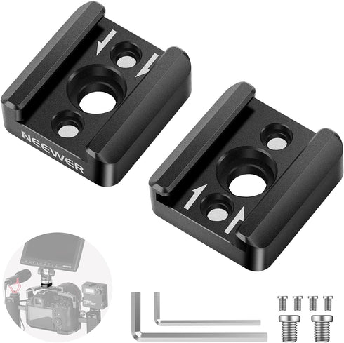 NEEWER 4 Pack Cold Shoe Mount Adapter, Cold Shoe Bracket with 1/4" Thread, Compatible with SmallRig DSLR Camera Cage Microphone LED Light Monitor ...