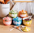 FUYU Hand-painted Flower Ceramic Condiment Pot Seasoning Jar Sugar Bowl with Lid and Spoon...