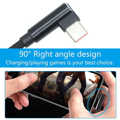 90 Degree USB A to USB C Cable 3.3ft,66W 6A Type C Fast Charging Data Cable,Fast Charging Cloth Braided Cable,for USB C Devices Samsung Huawei and...