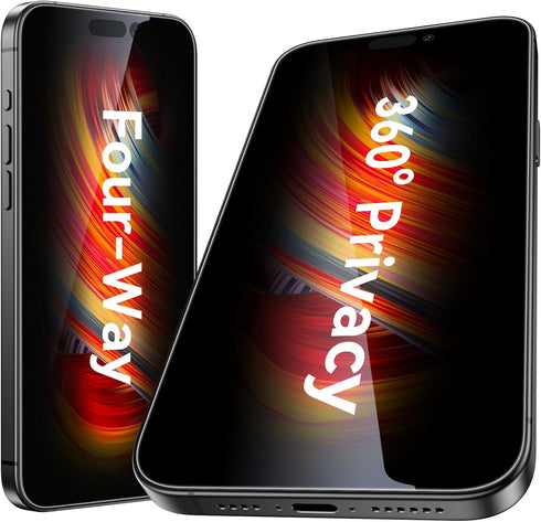 Esanik 2 Pack 360 Degree 4-way Anti-spy for iPhone 15 Pro Max Privacy Screen Protector 6.7'' Tempered Glass, Installation Frame, 9H Hardness......