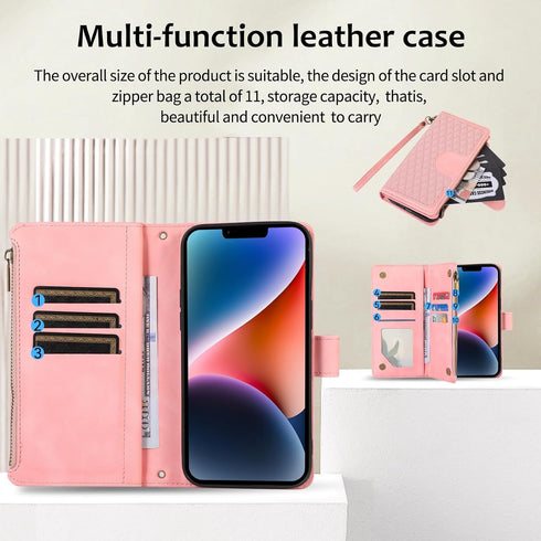 Asuwish Phone Case for iPhone 13 6.1 inch Wallet Cover with Tempered Glass Screen Protector and Wrist Strap Flip Zipper Card Holder Cell iPhone13 ...