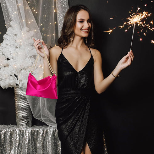 Women Satin Evening Handbag Wedding Prom Clutch Purse Formal Cocktail Party Clutches Shoulder Bag with 2 Bag Chains...