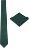 Mens Solid Linen Tie Set : Slim Necktie with Matching Pocket Square (Dark Green)...