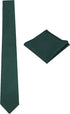 Mens Solid Linen Tie Set : Slim Necktie with Matching Pocket Square (Dark Green)...
